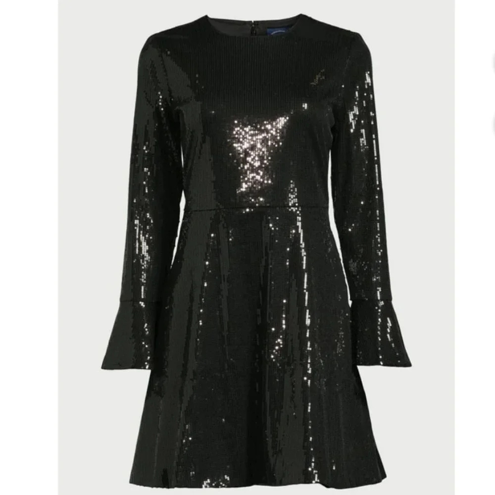 Scoop Women's Sequin Dress with Slit Sleeves,